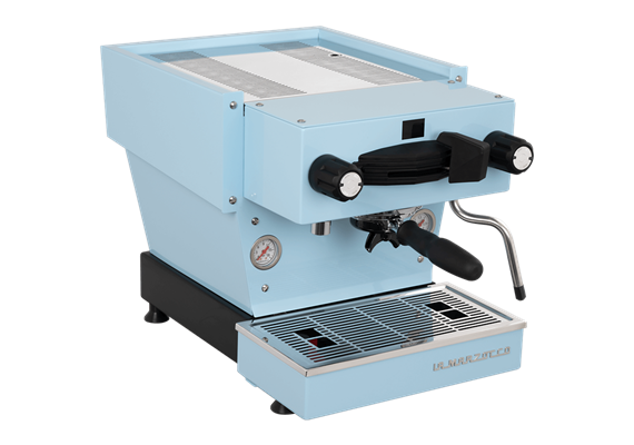 La Marzocco Linea Mini R, Hellblau  Gehäuse Chromstahl zusätzlich hellblau lackiert