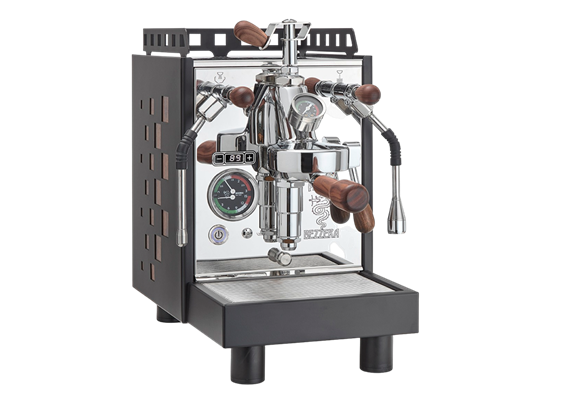 Bezzera ARIA Top PID Flowcontrol, Square, schwarz + Holz  ARIAPMN1NG5-VTC