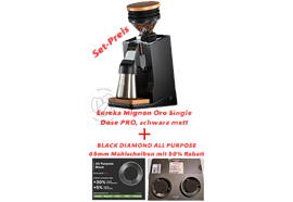 SET- Eureka Mignon Oro Single Dose PRO, schwarz matt + All Purpose Black Diamond Scheiben
