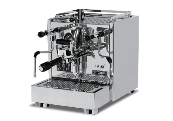 Torre Espressomaschine "Peppina EVO", Edelstahl, schwarze Griffe
